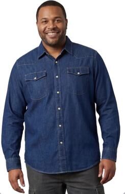 Men's Turtle Bay Western Denim Long Sleeve Shirt, Size Large